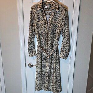 H&M midi shirt dress animal print size large long sleeve
